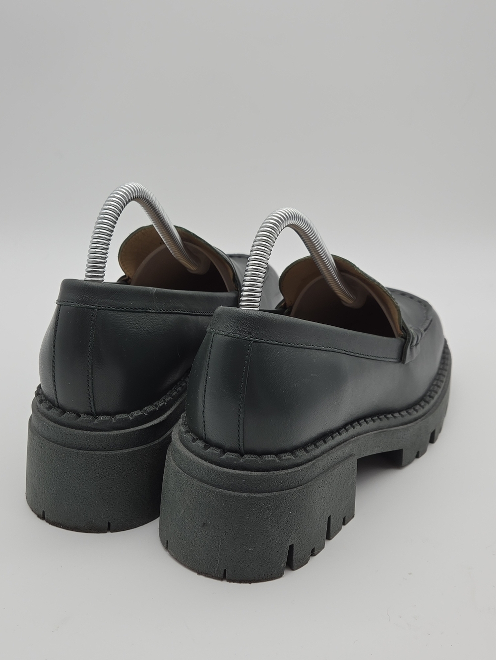 Free People Lyra Lug Sole Platform Leather Loafers Dark Green Size 7.5 - Picture 5 of 10